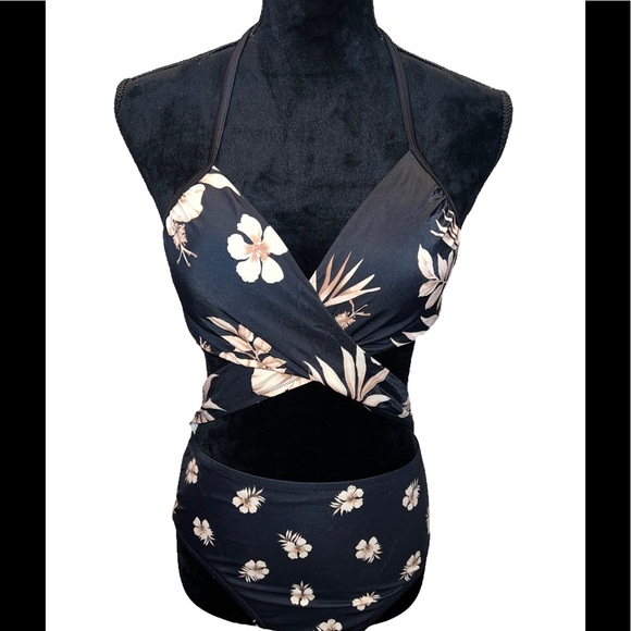 PINK Victoria's Secret Other - NWT Pink Victoria’s Secret Floral Monokini Swim Suit Large Black